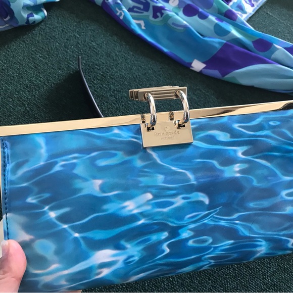 Kate Spade Patent Leather Blue Pool Clutch - Picture 6 of 6